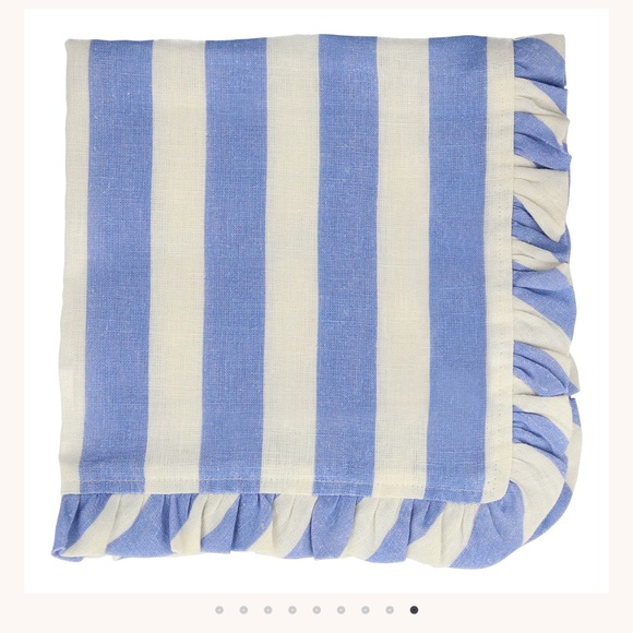 MERI MERI STRIPE RUFFLE FABRIC NAPKINS SET OF 4 - LINEN 18"x18" - Picture 8 of 10